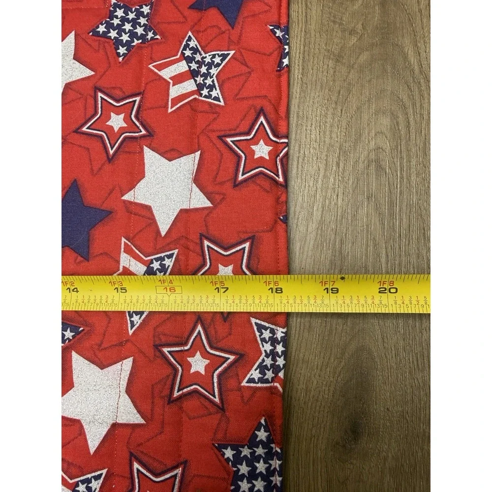 USA Patriotic Uncle Sam Red White Blue Handmade Quilted Table Runner July 41x18